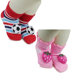 BAESD Infants Pack Of 2 Printed Anti-Skid Ankle Length Socks-picture-13