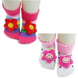 BAESD Kids Pack Of 2 Printed Anti-Skid Ankle Length Socks-picture-51