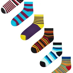 Dynamocks Unisex Pack Of 6 Striped Ankle-Length Socks image 2