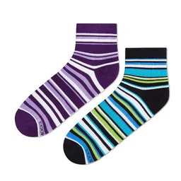 Dynamocks Unisex Purple & Blue Pack Of 2 Striped Ankle-Length Socks image 2