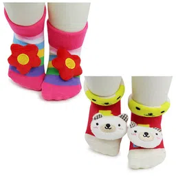 BAESD Infants Pack Of 2 Patterned Anti-Skid Cotton Ankle Length Socks image 3