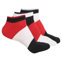 LOUIS STITCH Men Pack Of 3 Black & Red Colourblocked Ankle Length Socks image 4