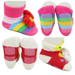 BAESD Infants Pack Of 2 Patterned Anti-Skid Cotton Ankle Length Socks image 2