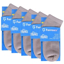 FOOTPRINTS Pack of 5 Grey Solid Ankle-Length Socks-picture-39