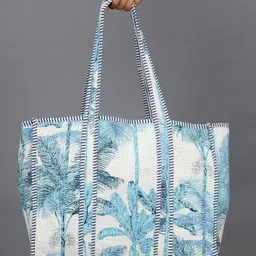 HANDICRAFT PALACE Floral Printed Oversized Structured Cotton Tote Bag image 1