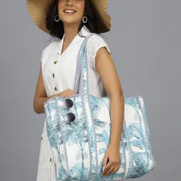 HANDICRAFT PALACE Floral Printed Oversized Structured Cotton Tote Bag image 2