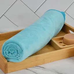 Black gold Blue Solid 400 GSM Microfiber Bath Towel-picture-2