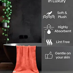 Softspun Microfiber Peach Coloured 280 GSM Microfiber Highly Absorbent Bath Towel image 5