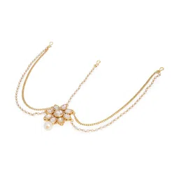 OOMPH Gold-Tone Kundan and Pearls Traditional Matha Patti image 3