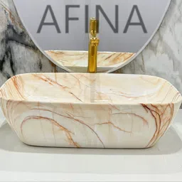 afina industries Premium Ceramic BASIN Which Gives Look To your Home Table Top Wash Basin LC1012 Ceramic Tabletop Washbasin/Countertop Wash Basin/Basin for Bathroom Table Top Basin image 3