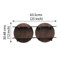 Brown Engineered Wood Round Set of 2 Modular Wall Shelf by Random image 4