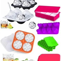 dhoni Silicone 3D Basketball, Football,Heart, Hex,Square,Oval Shape Ice Cube Trays Multicolor Silicone Ice Ball Tray image 1