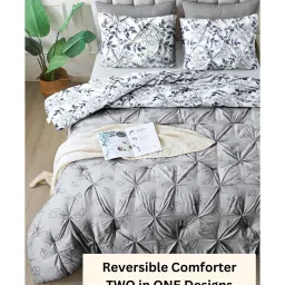 the white moss Hannah Pleat Pinch luxurious AC Single Comforter with One Pillow Cover image 3