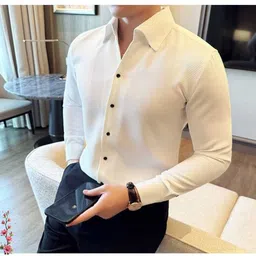 nivnsh creation Men Regular Fit Self Design Spread Collar Formal Shirt-picture-13