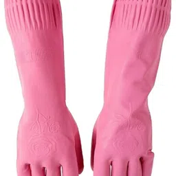 Pink Koren Designer Make In Indian For Special Women Girls Lovely Coloured Gloves Rubber Reusable Long Sleeve Latex Natural Rubber Hand Protective Sanitation Household Gloves Latex Natural Rubber Pink Gloves Inner White Floded Koren Designer Collection Good Quality Kitchen Washing,Home Bathroom Garden Other Type Of Safety Uses Sanitation Fashion Protective Home Kitchen Cleaing Gloves /Household Cleaning Gloves Combo Bathroom Cleaning, Pet Grooming, Flower Garden Should Toilet Washing Gloves Wet and Dry Glove Set-image-7