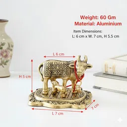 sanratan Kamdhenu Cow and Calf Statue for Home Decor, Pooja & Gifting Decorative Showpiece - 5 cm image 2
