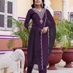 trahimam Women Viscose Rayon Kurti Pant Dupatta Set-picture-2
