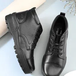 tsf Leather Uniform Boots for women Lace Up For Women-picture-24