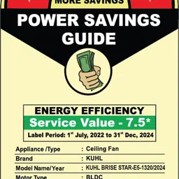 kuhl Brise Star E5 65% Power Saving BLDC Ceiling Fan|ISI Certified|High Air Flow| 5 Star 1320 5 Blade Ceiling Fan image 2