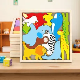 vhd Multicolor Wooden Animal Puzzle – Fun & Educational Toy for Kids W78-picture-37