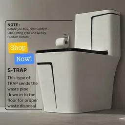 aimniwell international Premium Western Commode | One Piece Toilet with Seat | A1 Grade Ceramic | S Trap | Western Bathroom Commode | Scratch Resistant | Easy to Clean | AI2001 Western Commode image 5