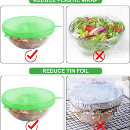 ablue clipper Set of 12 Pcs Green & Pink Silicones Stretch Lids, Zero Waste Reusable Silicons 5.7 inch Lid Set, Pack of 12 image 2