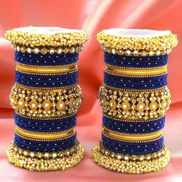 leshya Set Of 66 Brass-Plated Stone-Studded & Beaded Bangles image 1