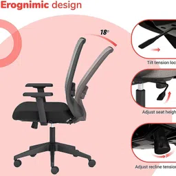 hni india Fluence Ergonomic with Armrest Adjustable Fabric, Mesh Office Executive Chair image 4