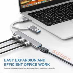 Foxne Point 2 In 1 Usb To Type C Converter With 4 USB Ports Hub Adapter 2 In 1 Usb To Type C Converter With 4 USB Ports Hub Adapter Usb3. USB Hub image 4