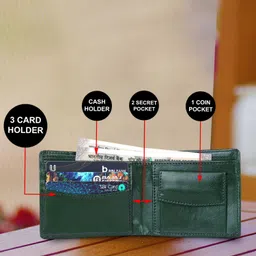 warcks Men Casual, Evening/Party, Formal, Travel, Trendy Green Artificial Leather Wallet image 3