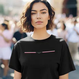 calm down Women Graphic Print Round Neck Cotton Blend Black T-Shirt-picture-29