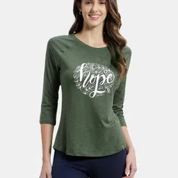 jockey AW46 Women Graphic Print Round Neck Modal Green T-Shirt-picture-14