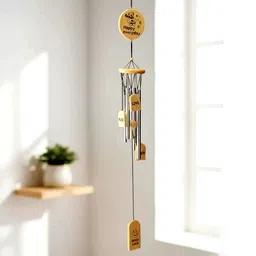 shop fusion Elegant Wooden Wind Chime with 4 Aluminum Pipes – Brings Success in your Home Steel Windchime image 3