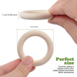 pransunita Wooden Round Rings ( 4 cm ) Natural Smooth Unfinished Wood Circles for Art and Crafts, Pendant Jewellery Making, Macrame, Connectors, Wall & Door Hanging, Toran, Bandhanwar, Plant Hanger and Crafts Project, Pack of 20 pcs image 2