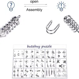 augen Metal Wire Brain Teaser Puzzle Set IQ Tester Fidget Toys for Kids & Adults (E) image 3