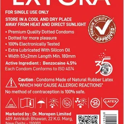 dr. morepen Exygra Condoms Ultra thin, Lubricated, Extra Dotted, Strawberry Flavour Condom image 5