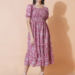 zwerlon Women A-line Multicolor Below Knee Dress image 5