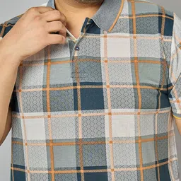 austivo Men Checkered Polo Neck Cotton Blend Multicolor T-Shirt image 5