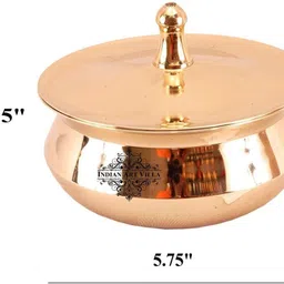 indianartvilla Handmade Bronze Serving Donga Serve Casserole image 2