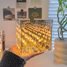dykidrah Handmade DIY Magic Cube Tulips Flower Table Lamp and Mirror , 30 Flower Night Lamp-picture-20