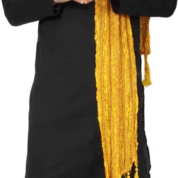 a r silk dupatta hub Art Silk Self Design Yellow Men Dupatta image 2