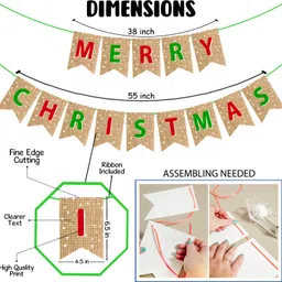 zyozique Red, Green Merry Christmas Decorations Banner,Cake Topper, Balloons (Set of 37) image 3