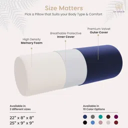 my armor Memory Foam Bolster Pack of 1 Solid Memory Foam Orthopedic Cylindrical Bolster Bed Pillow, MEDIUM - 22" x 8" x 8" image 2