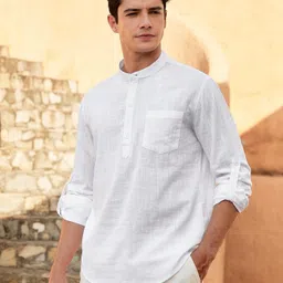 Men Solid Cotton Blend Straight Kurta-image-14