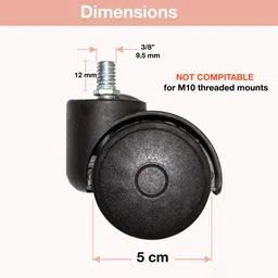 d&v engineering 2” Plastic Heavy Duty Caster Wheels, Screw Type for Furniture, Chairs,Trolleys Swivel Furniture Caster image 2