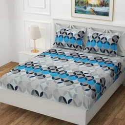 yaakholic Grey Microfibre 310 TC King Size Fitted Bedsheet With 2 Pillow Covers image 1
