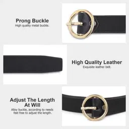 luxury leather Women Casual, Formal, Evening, Party Black Synthetic Belt image 2