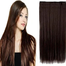 shiva 5CLIP BROWN 20 INCH Straight Extensions 1PC Hair Extension-picture-26