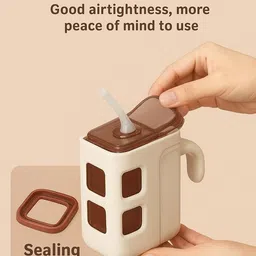 grafftee Cartoon Car Straw Detachable Bus Water Bottle with Shoulder Strap Leak-Proof 500 ml Water Bottle image 2