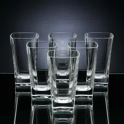 fashionhub (Pack of 6) Water Glass and Juice Glasses - 6 Pieces, Transparent, Square, Crystal Glass Glass Set Water/Juice Glass-picture-22